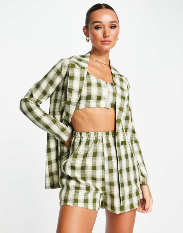 Urban Threads tailored shorts 3 piece in check - part of a set