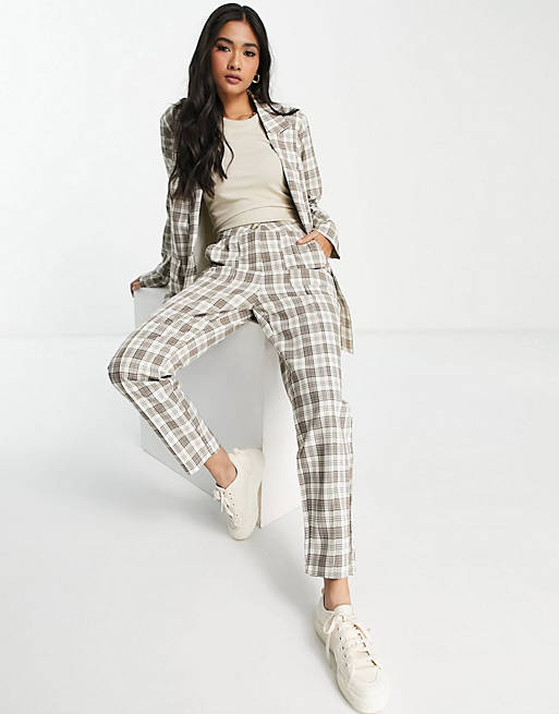 Urban Threads tailored trousers co-ord in brown check