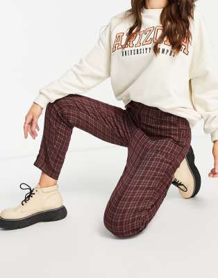 Urban Threads tailored trousers co-ord in burgundy check