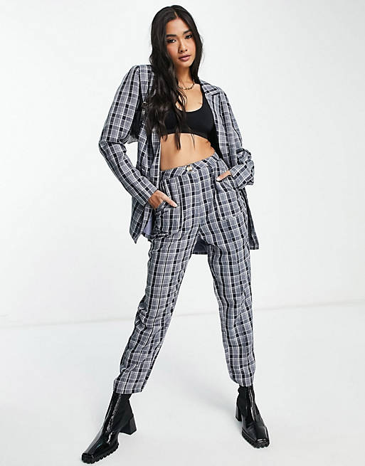 Urban Threads tailored trousers co-ord in navy check