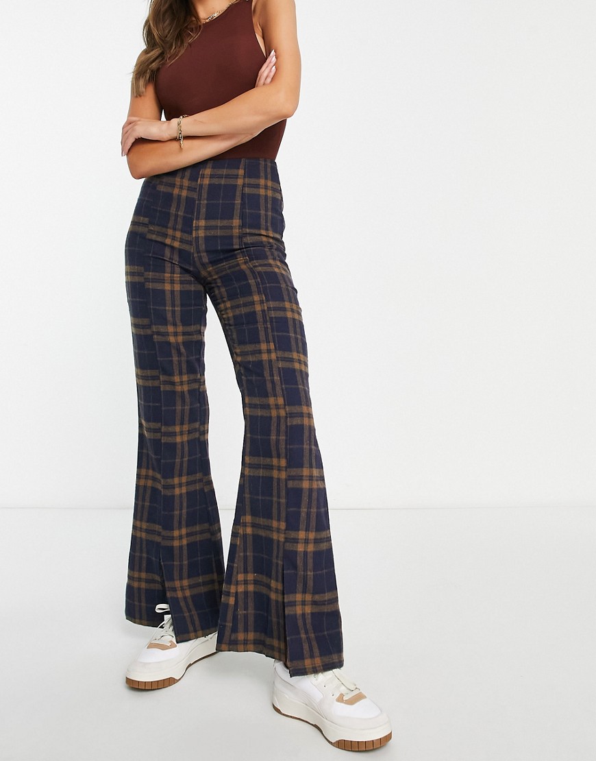 Urban Threads tailored trousers in brown check