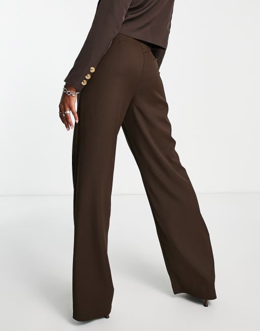 Urban Threads Tall - Broek met wijde pijpen in chocoladebruin, deel van co-ord set, 3 van 4