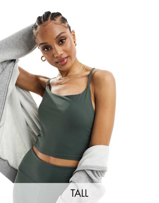 Urban Threads Tall – Ciemnozielony bardzo miękki top o wydłużonym fasonie na ramiączkach