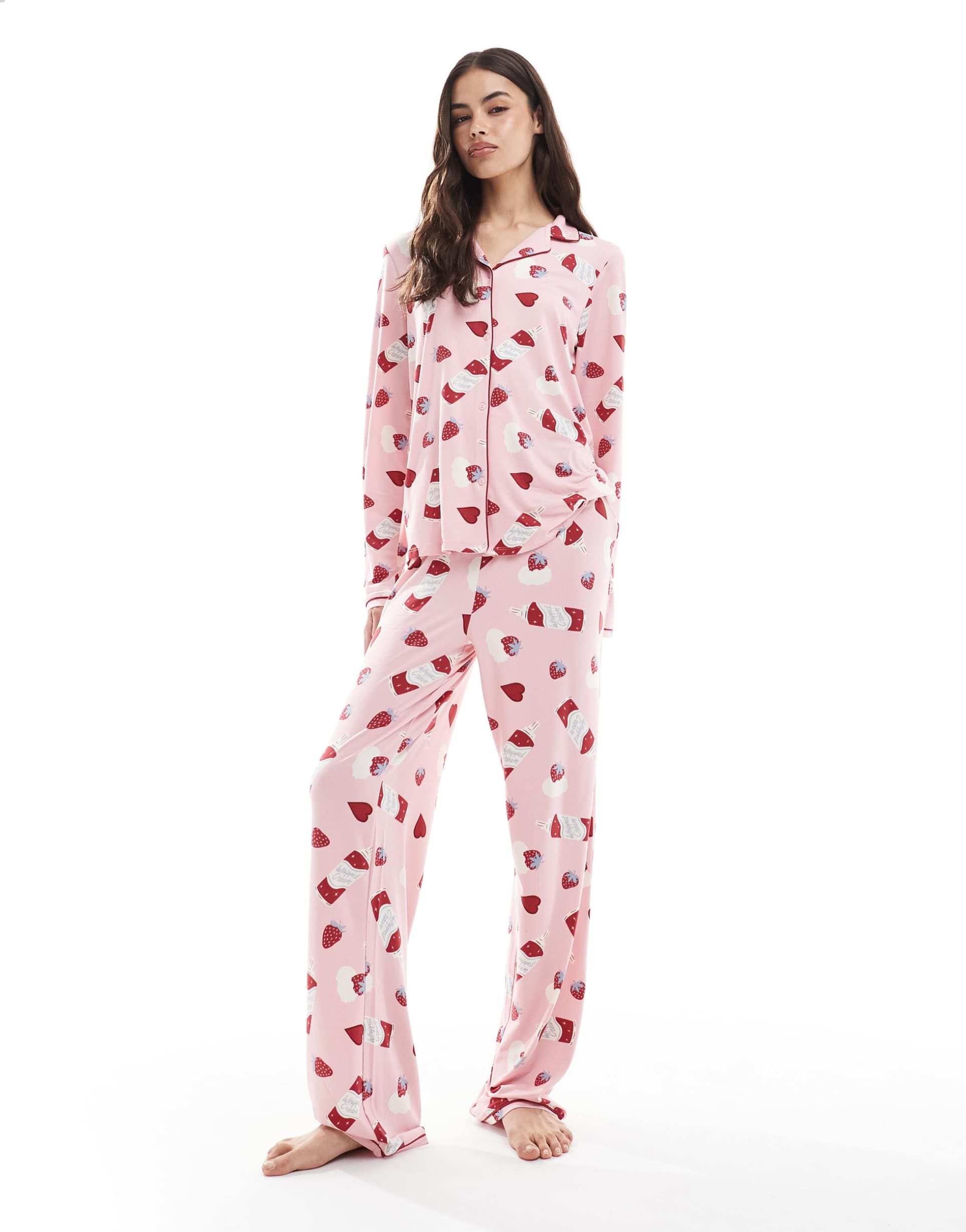urban threads tall dessert print pajama set in pink