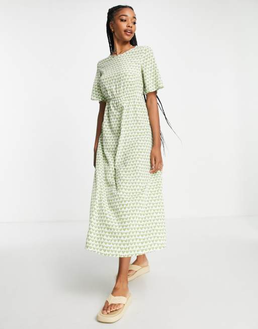 Zara heart print midi hot sale dress