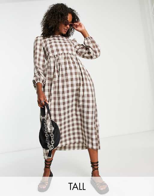 Checked long clearance dress