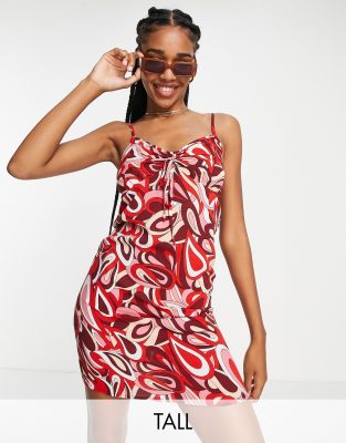 Urban Threads Tall mini shift dress in swirl print-Multi φωτογραφία