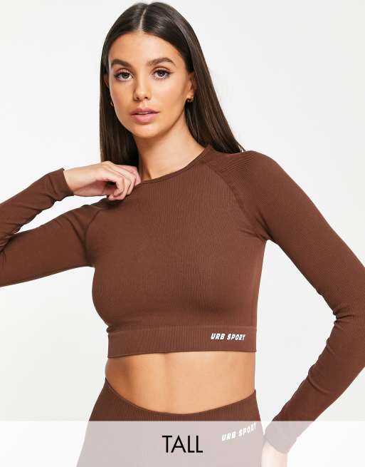 Sport crop top online lange mouw