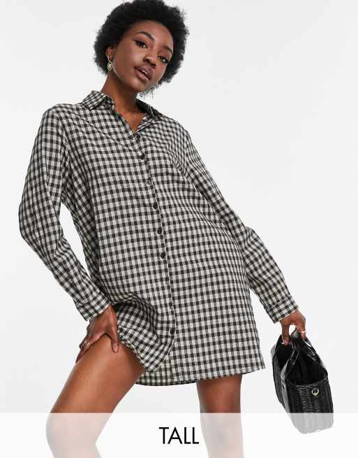 Oversized checked shirt dress online