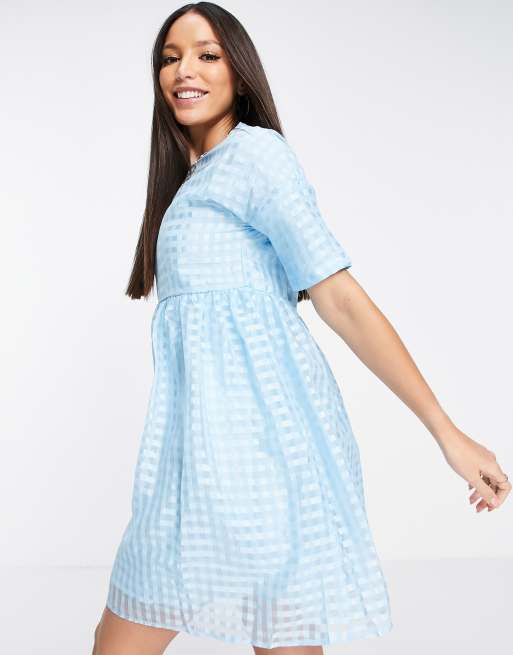 blue gingham smock dress Urban Threads Tall oversized in KissProm Royal Blue Off Bridesmaid dresses Available in sizes uk4 occasion_Party Shoe Size:9M