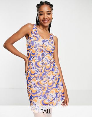 Urban Threads Tall mesh mini dress in swirl print - ASOS Price Checker