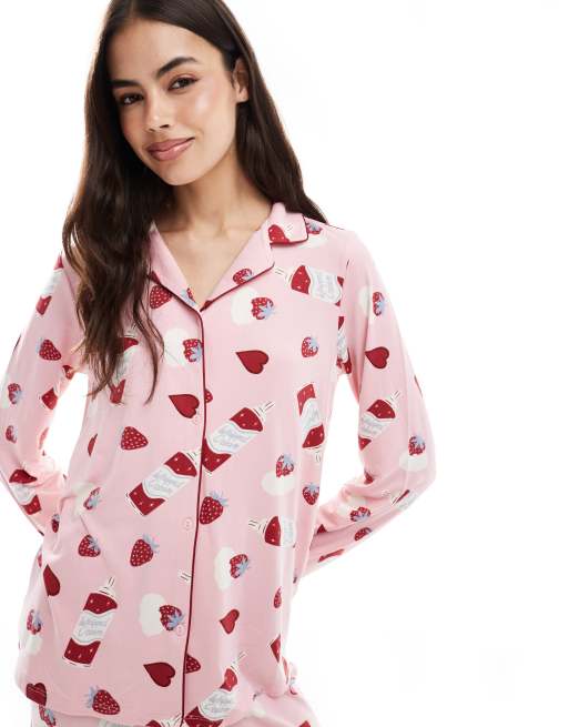 Urban Threads Tall – Rosa pyjamas med efterrättsmönster, 2 av 4