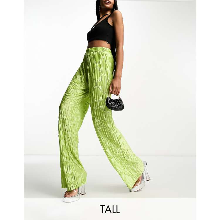 Urban Threads Tall satin plisse wide leg CLIMBING pants in lime (part of a  set0 | Levi's 511 Jean slim à délavage brut avec chaîne Indigo foncé |  VolcanmtShops