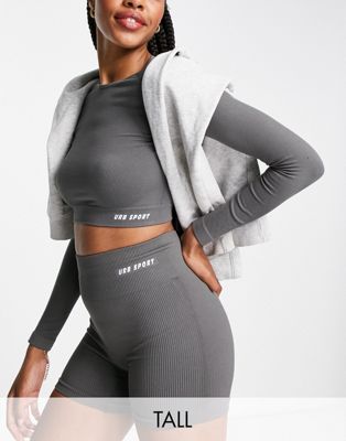 Urban Threads Tall seamless gym booty shorts in charcoal