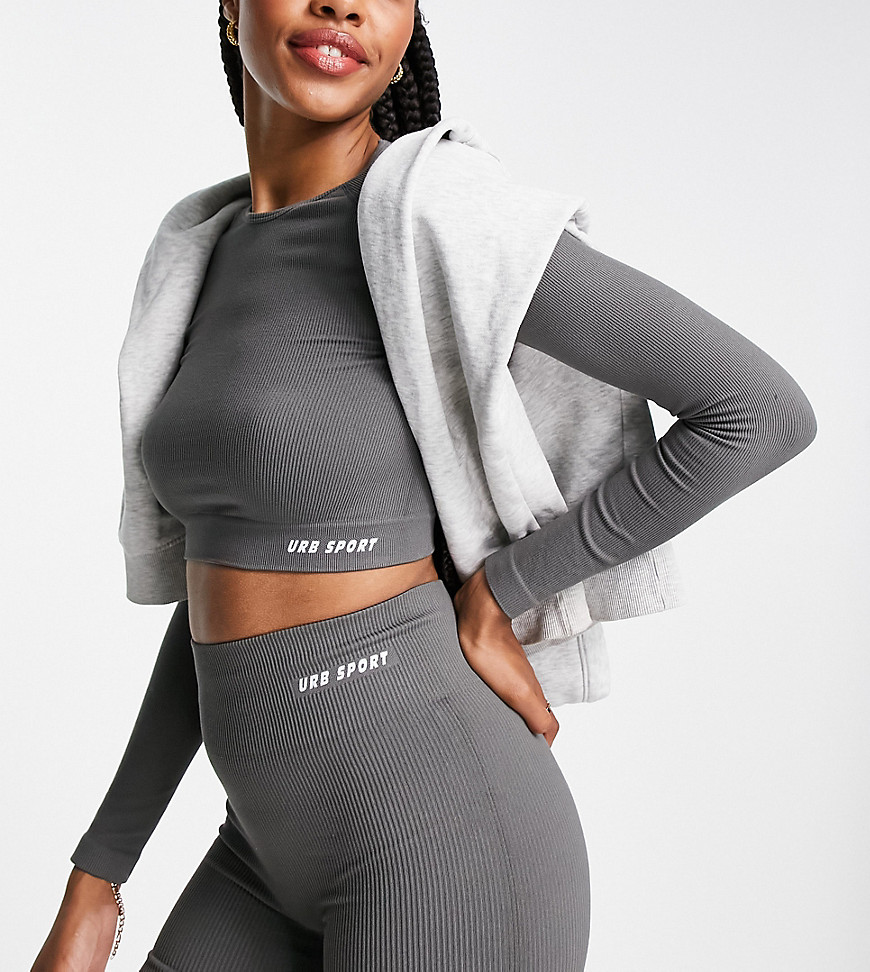 Urban Threads Tall seamless gym booty shorts in charcoal-Gray
