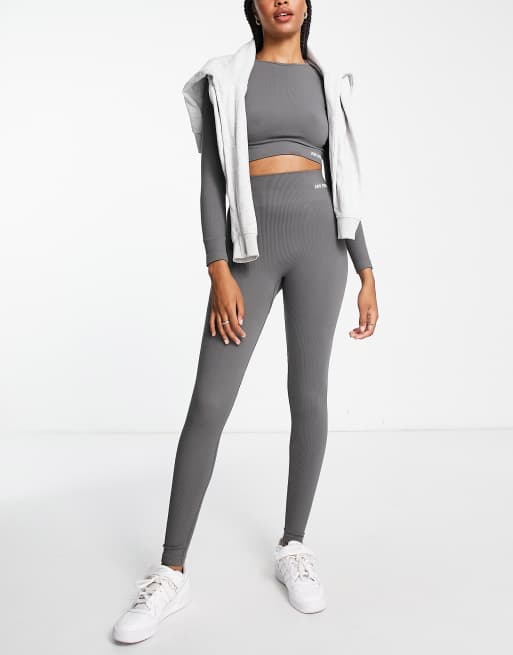 Urban Threads Tall seamless gym leggings in gray