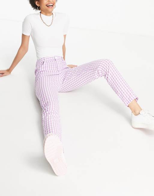 Urban Threads Tall straight leg pants in lilac gingham, 4 of 4