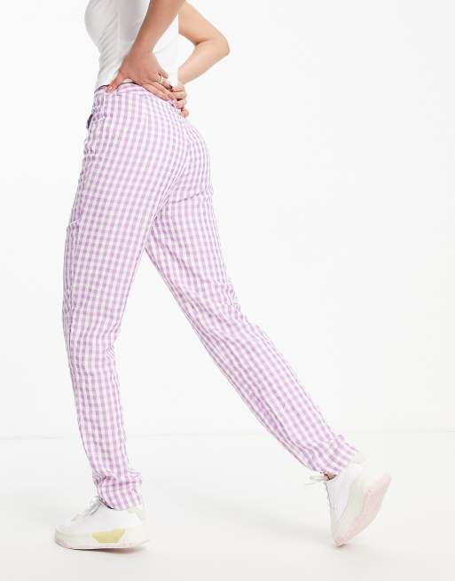 Urban Threads Tall straight leg trousers in lilac gingham, 2 of 4