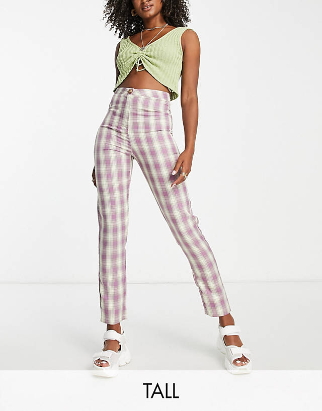 Urban Threads Tall - tailored trousers co-ord in lilac check