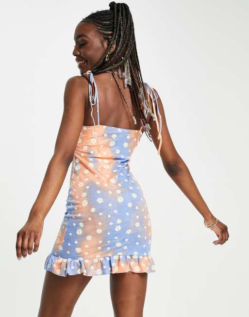 Urban Threads Tall tie strap mini dress in ombre daisy print, 2 of 4