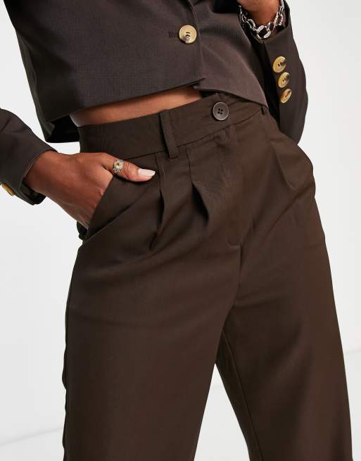 Urban Threads Tall wide leg pants in chocolate brown (part of a set), 2 of 4