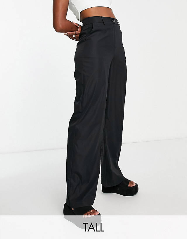Urban Threads Tall - wide leg trousers in black