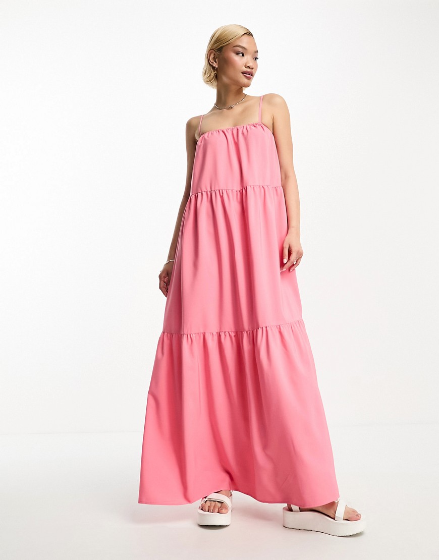 Urban Threads tiered cami strap maxi dress in pink