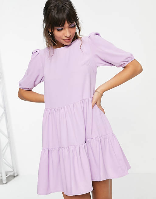Urban Threads tiered mini dress in lilac