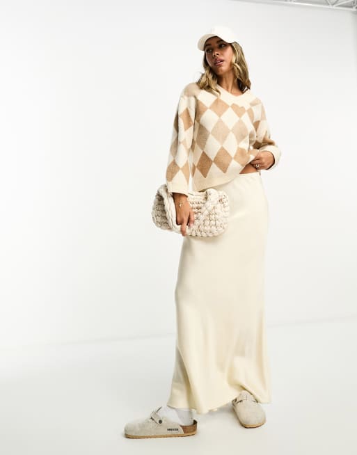 Urban Threads - Trøje med V-hals og diamantformede tern