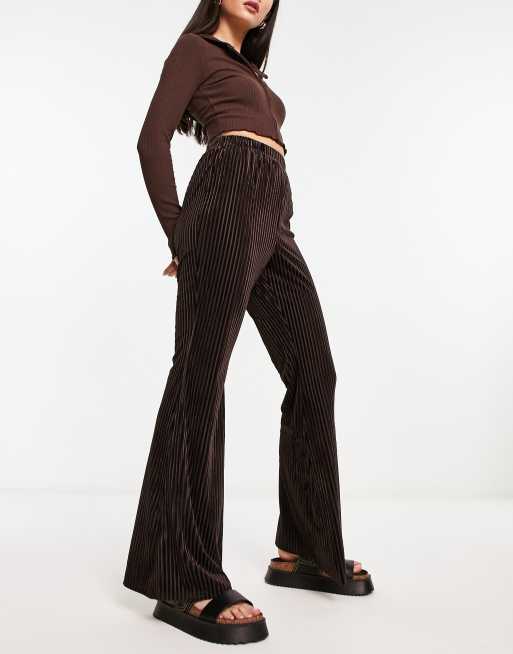 Urban Threads velvet plisse top and wide leg pants set in