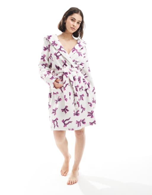 Urban Threads - Vestaglia in pile con stampa di fiocchi multicolore