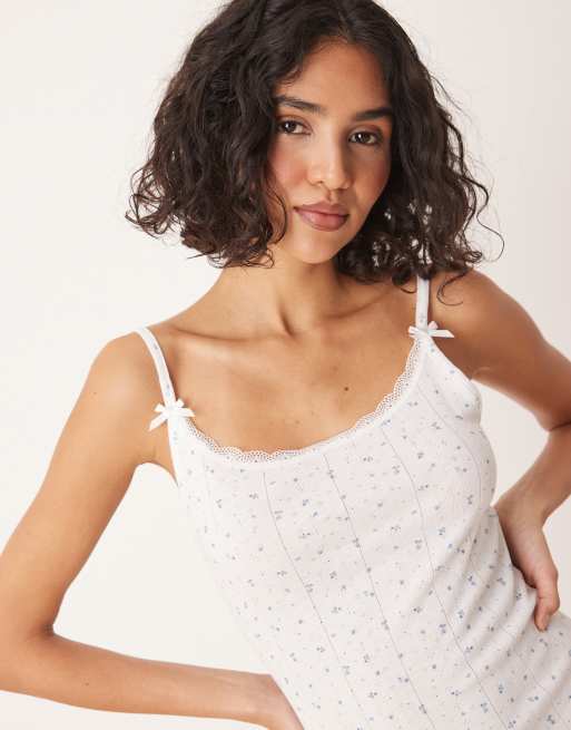 Urban Threads - Vestito sottoveste traforato a fiori con spalline sottili, 4 di 4
