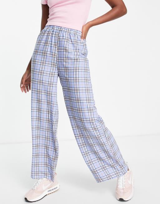 Urban Threads wide leg pants in blue check (part of a set)