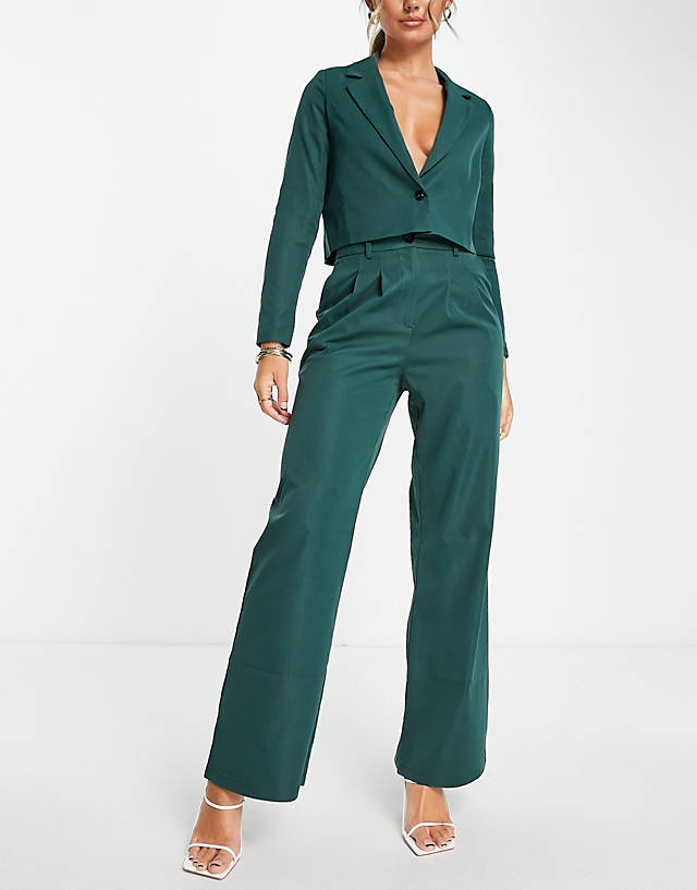 Urban Threads - wide leg trousers co-ord in forest green