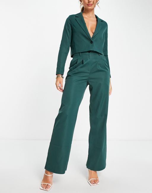 Urban Threads wide leg trousers co-ord in forest green | ASOS