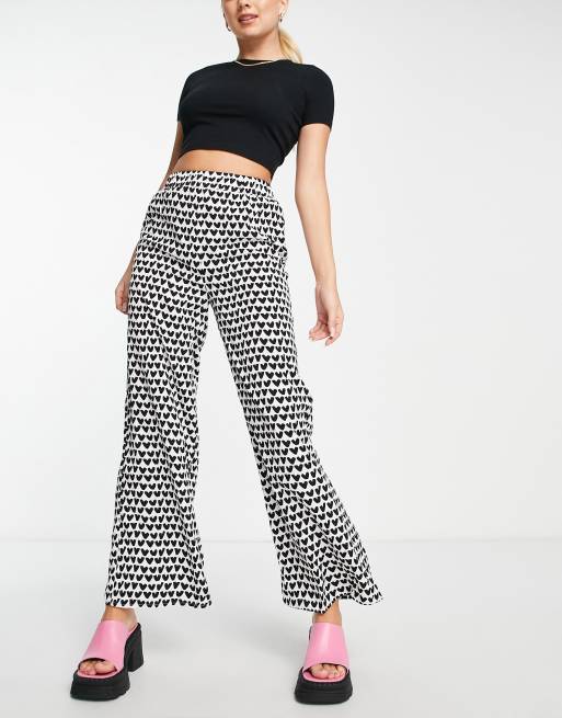 Urban Threads wide leg trousers co-ord in heart print