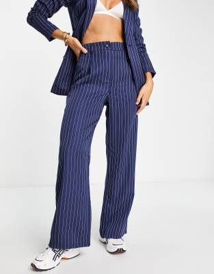 Emory Park high waist straight leg pants in pinstripe co-ord