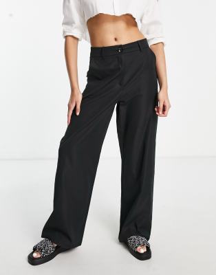 Urban Threads wide leg trousers in black | ASOS