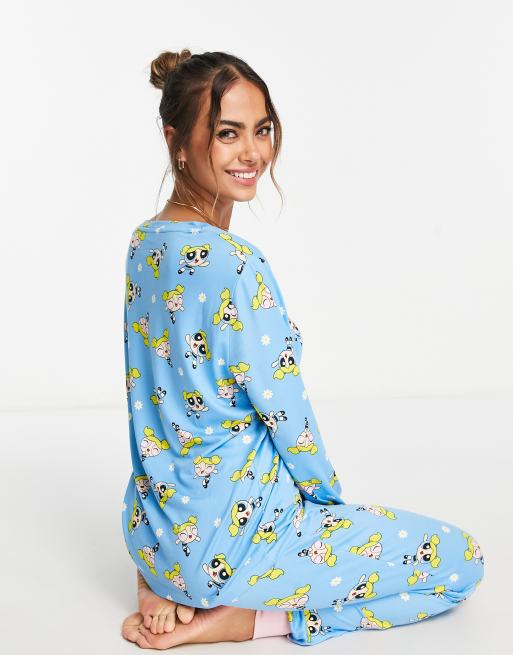 Urban Trends Powerpuffpinglorna Bl l ng pyjamas med Bubblan