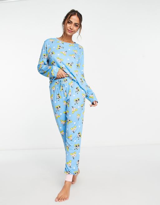 Urban Trends Powerpuffpinglorna Bl l ng pyjamas med Bubblan