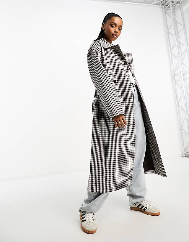 Urbancode - belted trench coat in check