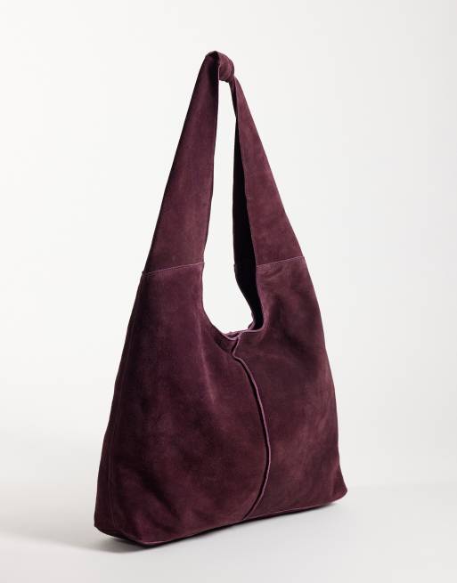 Urbancode borsa a spalla in camoscio color melanzana, 4 di 4
