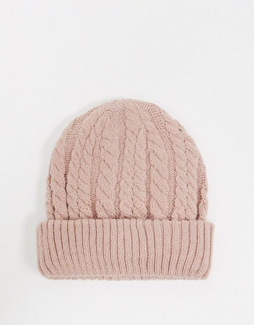 Urbancode cable knit beanie hat in pink