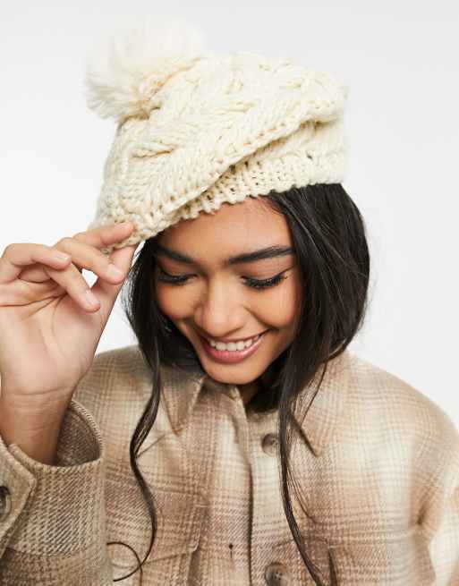 Urbancode cable knit hat in cream | ASOS display picture 3