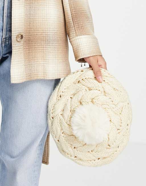 Urbancode cable knit beanie hat in cream Urbancode cable knit hat in cream | ASOS main image 2