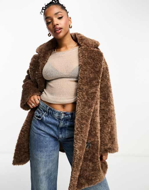 Urbancode - Cappotto teddy oversize in pile borg color tortora