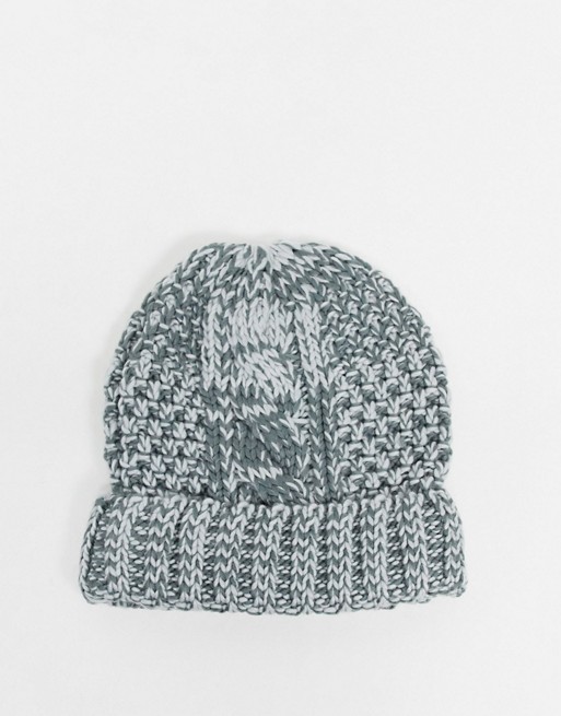Urbancode chunky knit beanie hat in grey twist