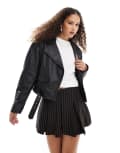 [Urbancode] Urbancode classic leather biker jacket in black 12 BLACK