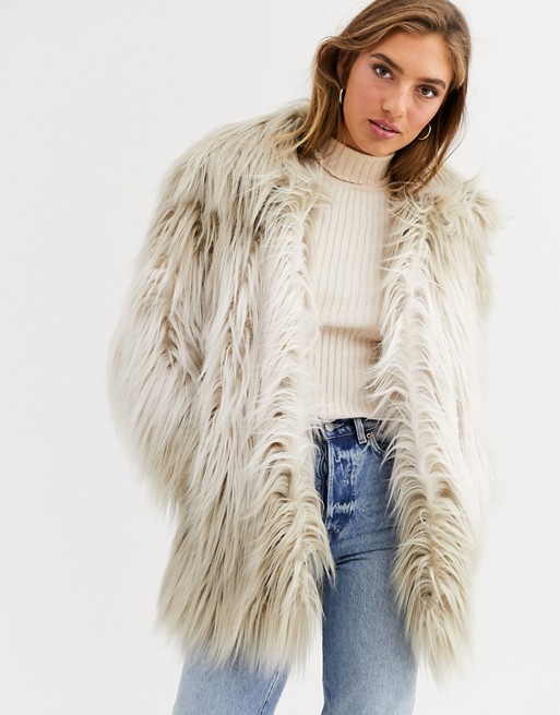 Urbancode coat in shaggy faux fur