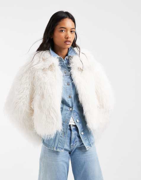 Urbancode Code faux fur jacket in white - view 1